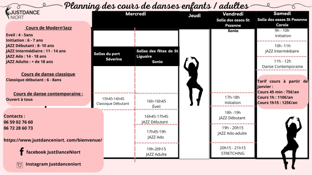 Planning des cours - 1